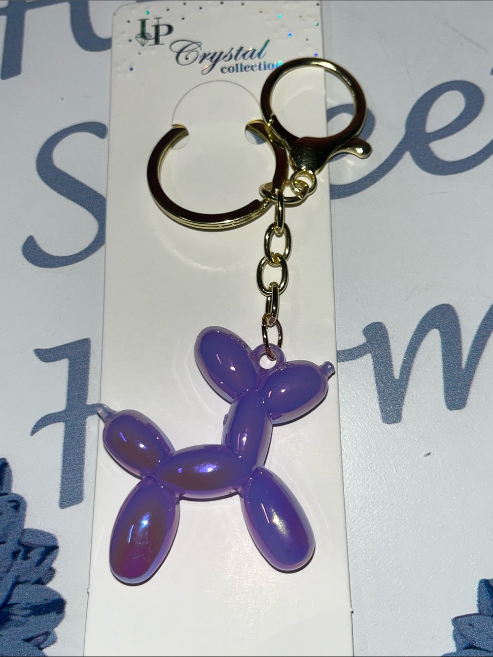 Purple Balloon Dog Keychain - Gold Hardware